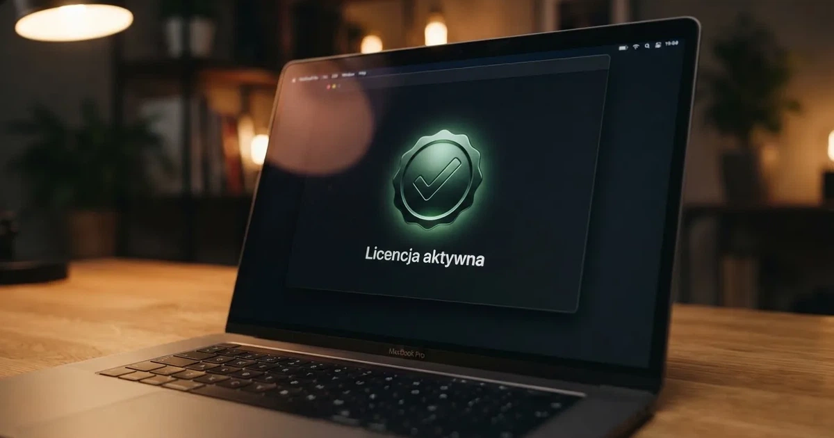 Zbliżenie na pieczęć weryfikacyjną licencji hazardowej wyświetloną na ekranie komputera