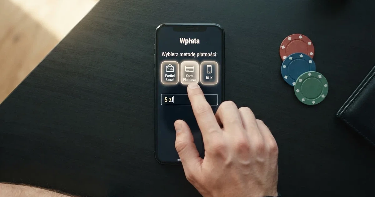 Ekran wyboru metody płatności w kasynie online z widocznymi ikonami Skrill, karty płatniczej i BLIK